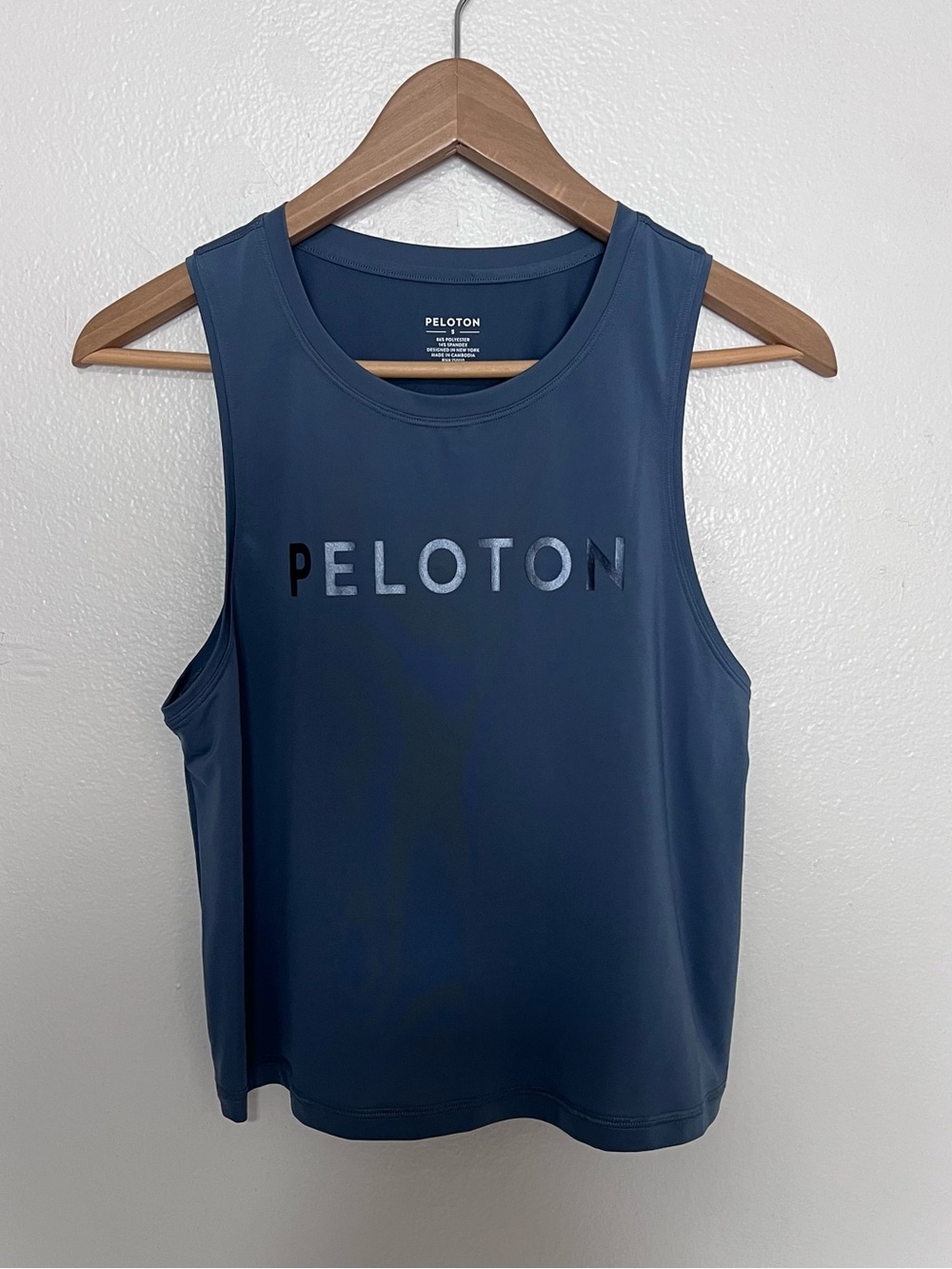 Peloton Slate Blue Workout Tank Top with Front Logo